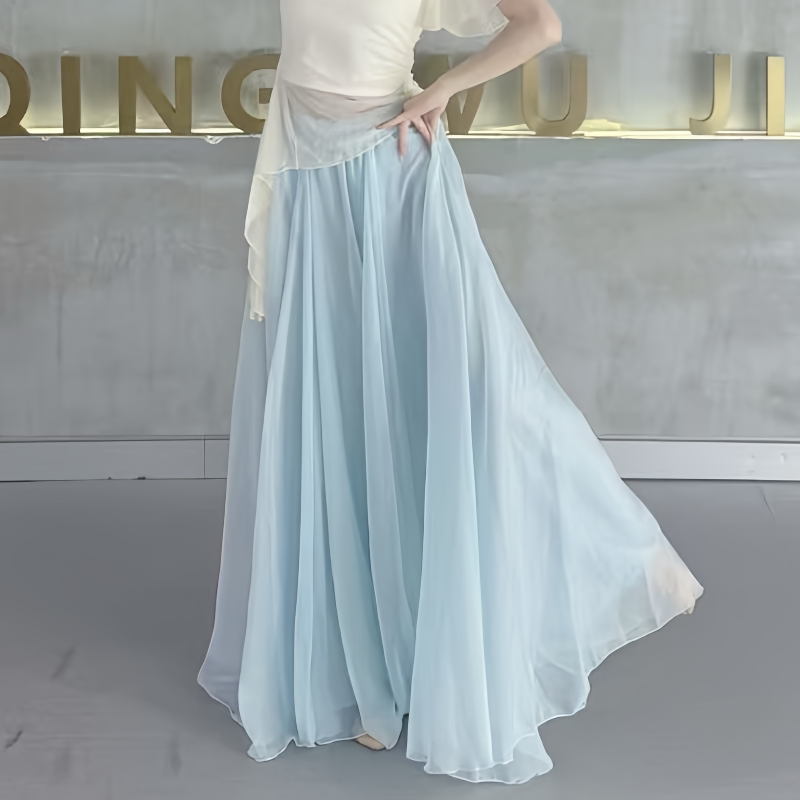 Dance with Elegance: New Style Classical Dance Pantskirt for Women, Fairy-Like Elastic Waist, Flowing Skirt, Graceful Chinese Dance Performance Costume Dance with Elegance: New Style Classical Dance Pantskirt for Women, Fairy-Like Elastic Waist, Flowing Skirt, Graceful Chinese Dance Performance Costume