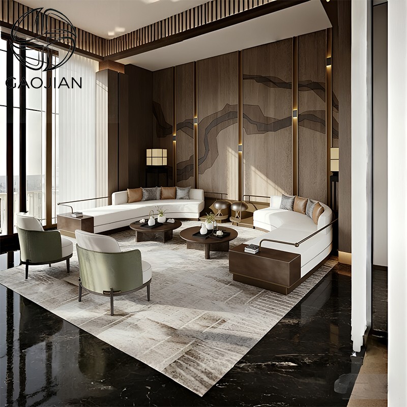Modern Light Luxury Sales Office Curved Sofa for Negotiation, Hotel Lobby Reception Sofa, Beauty Salon Clubhouse Lobby Sofa