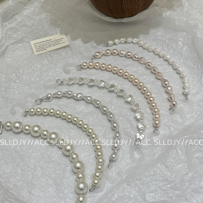 Light French Style~Elegant Pearl Cherry Blossom Pink Chain Baroque High-End Crocs Shoe Buckle Accessories Shoe Chain Accessories