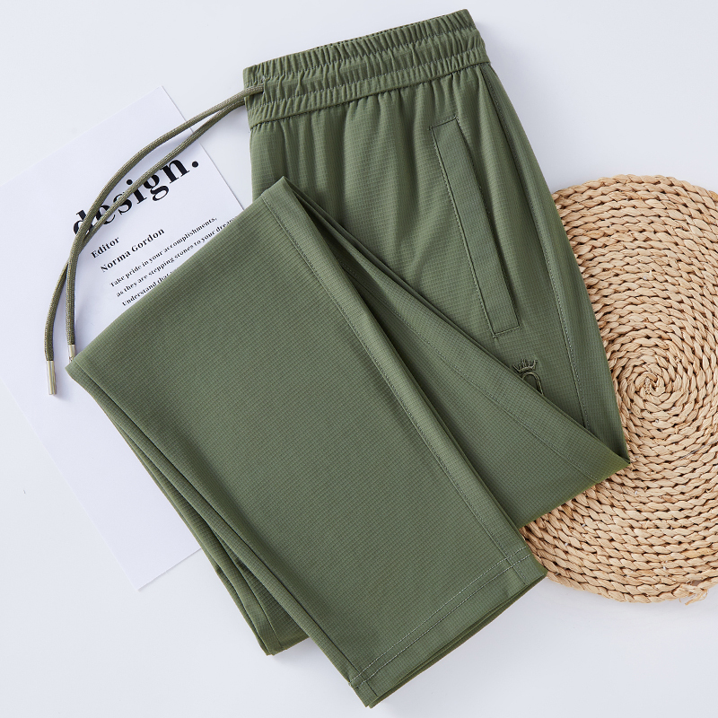 Quick-Drying Ice Silk Sports Pants for Women, Summer Thin Straight-Leg Pants, High-Waisted, Plus-Size, Mosquito-Proof Pants, Drapey Casual Pants, Green Quick-Drying Ice Silk Sports Pants for Women, Summer Thin Straight-Leg Pants, High-Waisted, Plus-Size, Mosquito-Proof Pants, Drapey Casual Pants, Green
