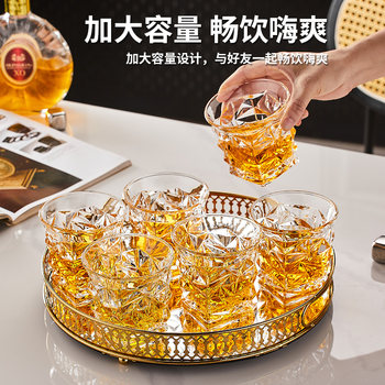 欧式圆形镜面托盘杯架套装多功能放杯子收纳杯子摆件
