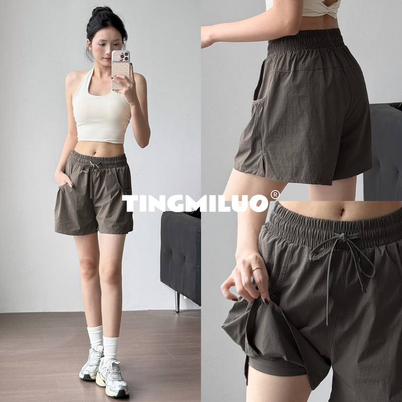 Quick-Drying Shorts for Women, Summer Fake Two-Piece Anti-Exposure Badminton Shorts, Professional Fitness Running Training Three-Quarter Pants Set Quick-Drying Shorts for Women, Summer Fake Two-Piece Anti-Exposure Badminton Shorts, Professional Fitness Running Training Three-Quarter Pants Set