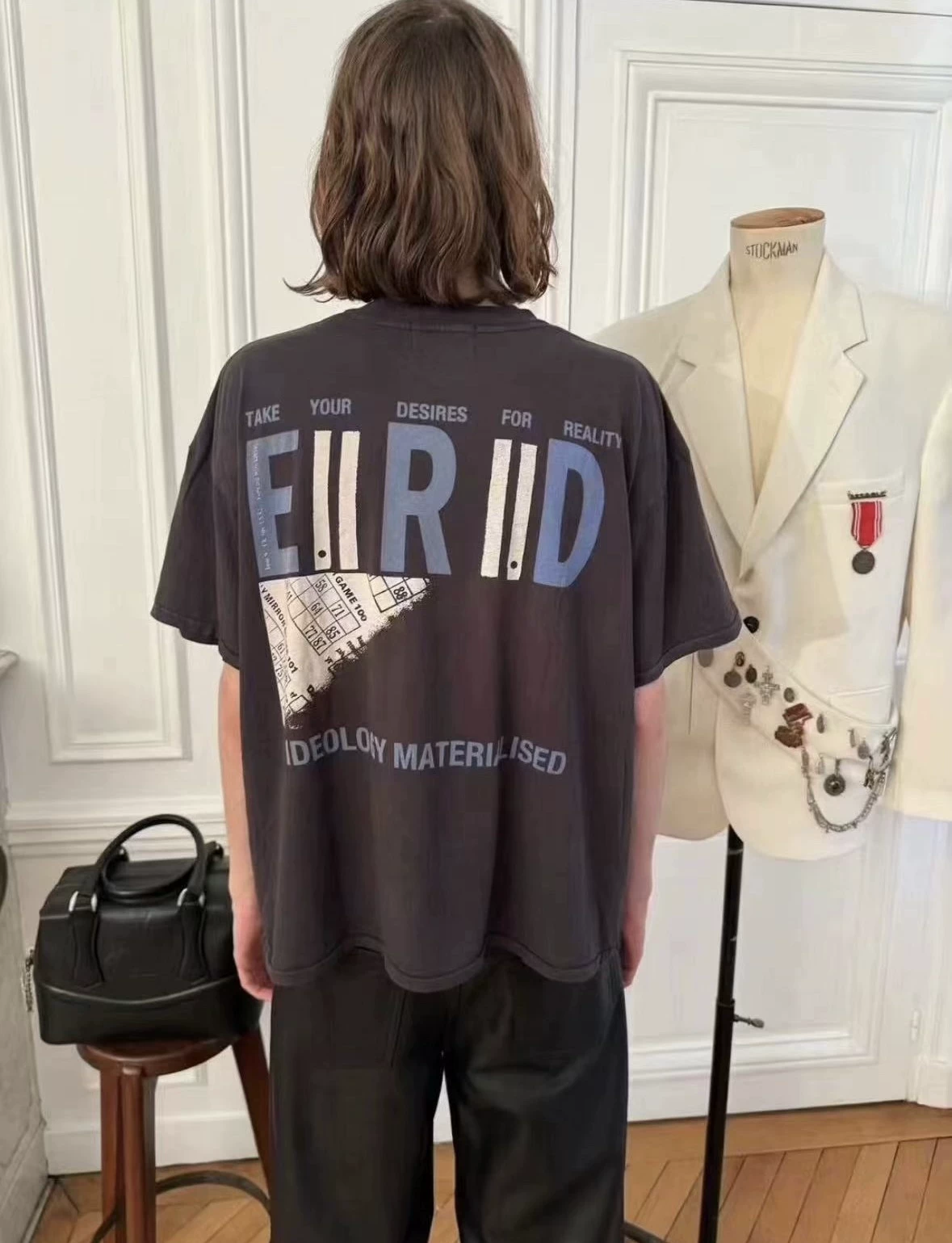 [Capped] erd24ss Melancholy Rich Second Generation Ideology Quiet Eyes Old Washed Slogan Short Sleeves