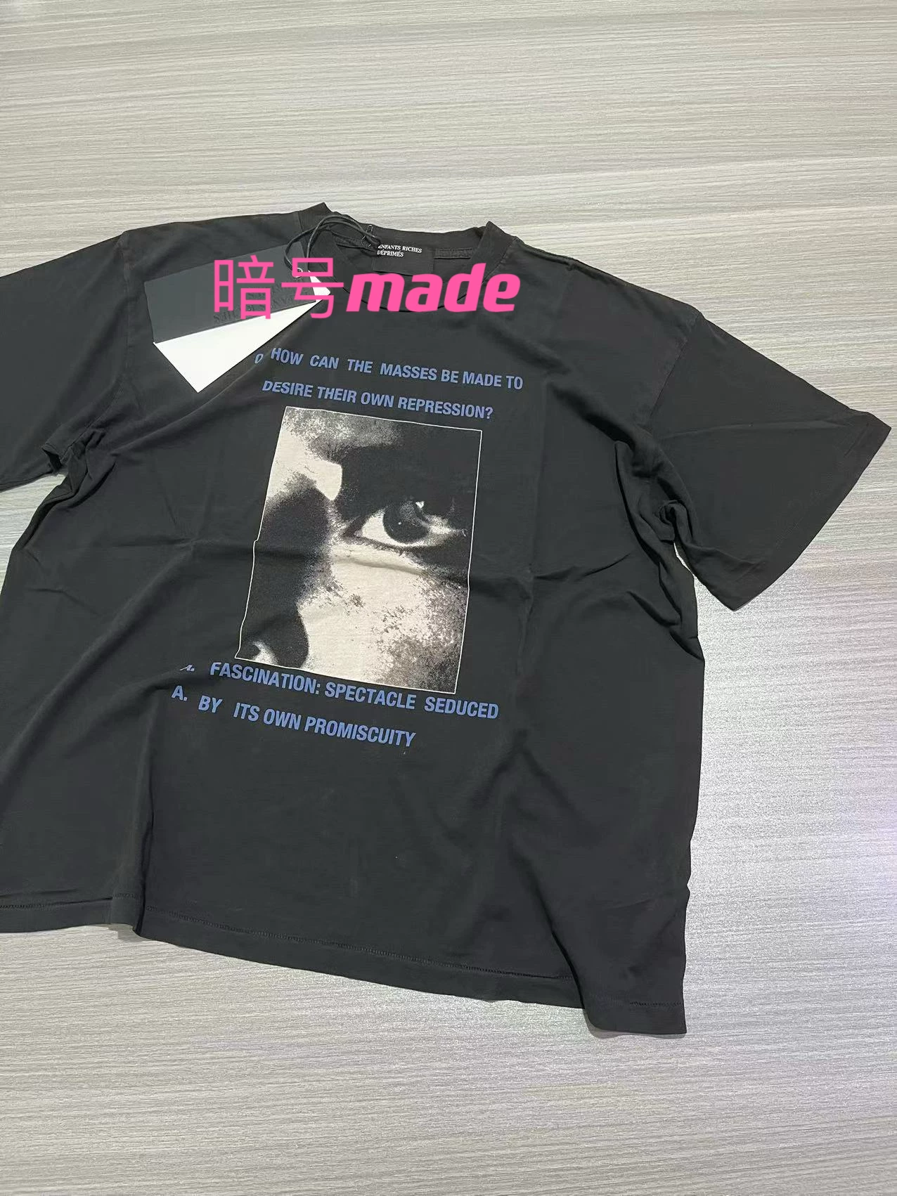 [Capped] erd24ss Melancholy Rich Second Generation Ideology Quiet Eyes Old Washed Slogan Short Sleeves