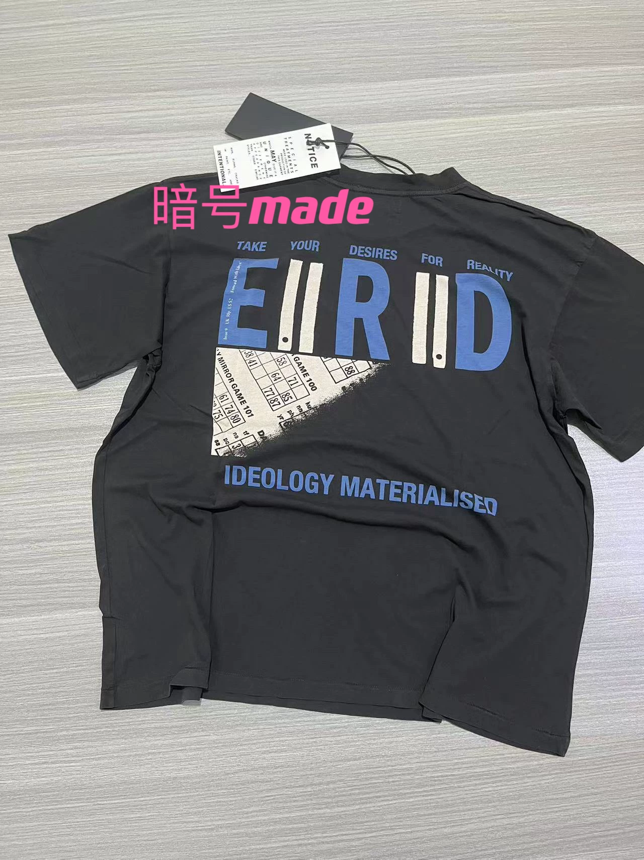 [Capped] erd24ss Melancholy Rich Second Generation Ideology Quiet Eyes Old Washed Slogan Short Sleeves