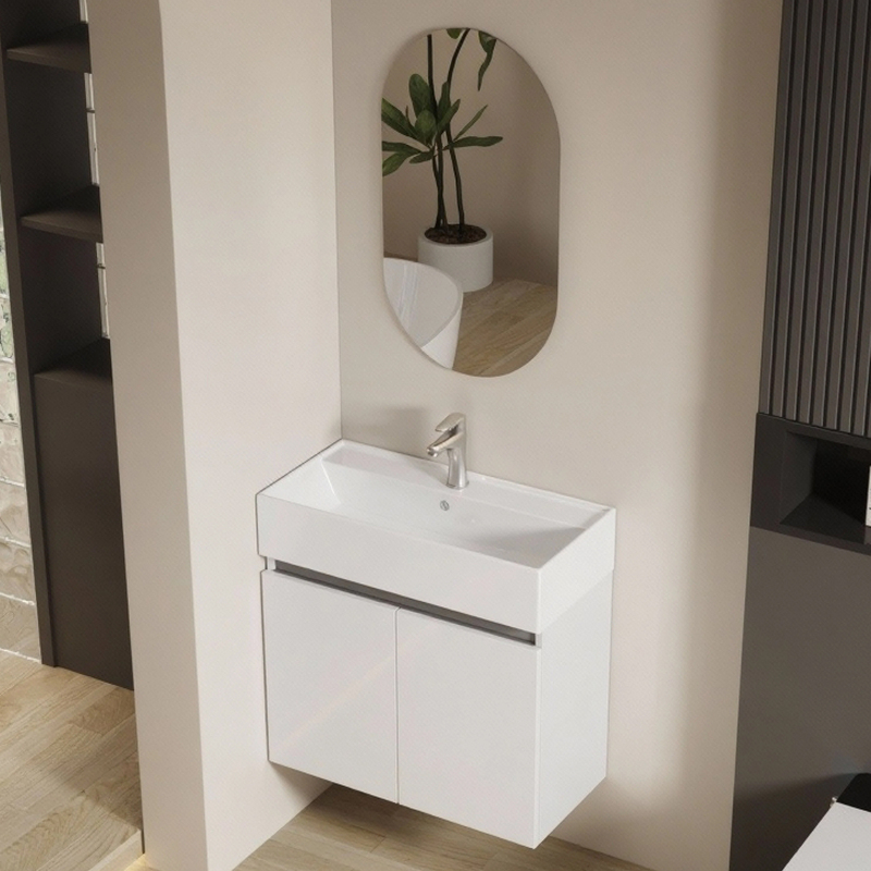 Extremely Narrow Bathroom Cabinet for Small Apartments, Honeycomb Aluminum Waterproof Small-Sized Wall-Mounted Bathroom Sink and Washbasin