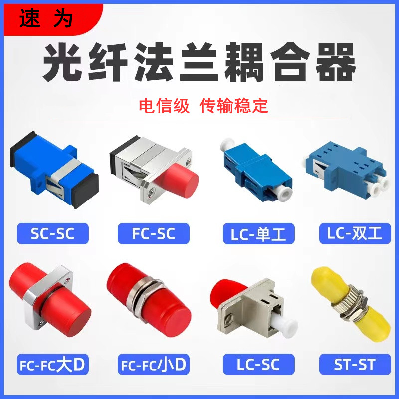速为光纤耦合器sc法兰对接头lc单工法兰盘连接器SC适配器FC转接器