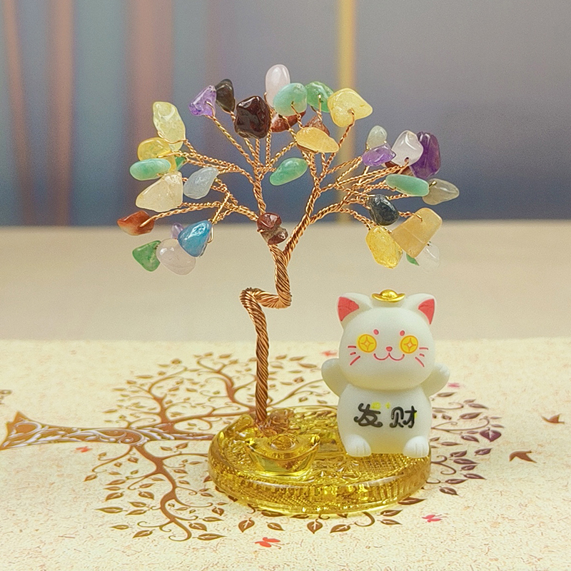 Mini Lucky Cat Twelve Zodiac Handmade Money Tree Ornament Gold Coin Bag Crystal Fortune Tree Office Desk Decoration Mini Lucky Cat Twelve Zodiac Handmade Money Tree Ornament Gold Coin Bag Crystal Fortune Tree Office Desk Decoration