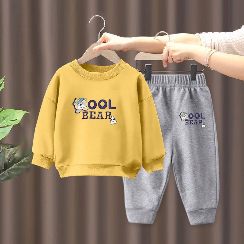 All-Cotton Pure Cotton Boys' Sweatshirt Set, Spring and Autumn 2026 New Style, Girls' Clothing, Baby Sportswear, Stylish and Trendy Children's Wear