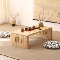 Japanese tatami coffee table bay window table balcony solid wood Chinese culture table small coffee table Chinese style floor simple low table Kang table