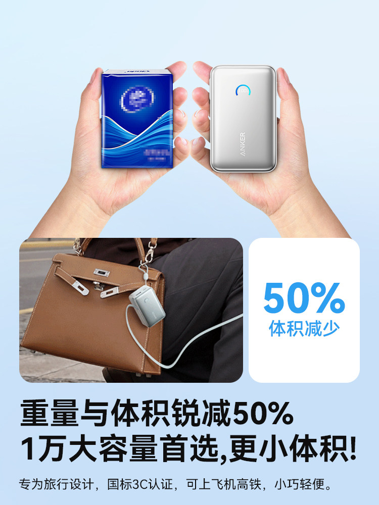 [3C Certified, Suitable for Use on Airplanes] Anker Power Bank with Retractable Cable, 45W Fast Charging, Suitable for Apple 17, Comes with Cable, Dedicated Large Capacity, Compact and Portable Mobile Power Supply