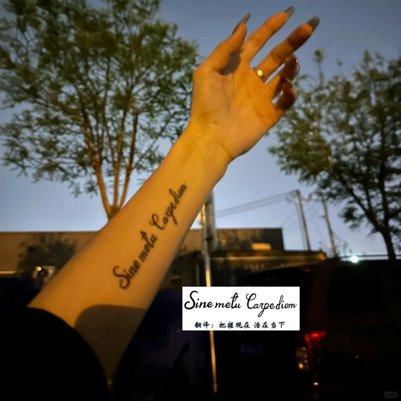 Grasp the Present and Live in the Moment~ Herbal Tattoo Stickers, Semi-Permanent, for Men and Women, Arm English Personality Stickers with a High-End Feel