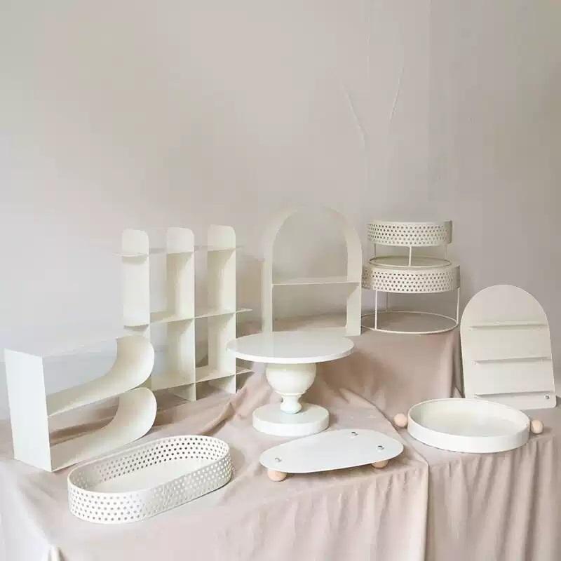 Cream-Colored Style Dessert Table Display Stand Wedding Table Decoration Birthday Cake Stand Iron Dessert Tray