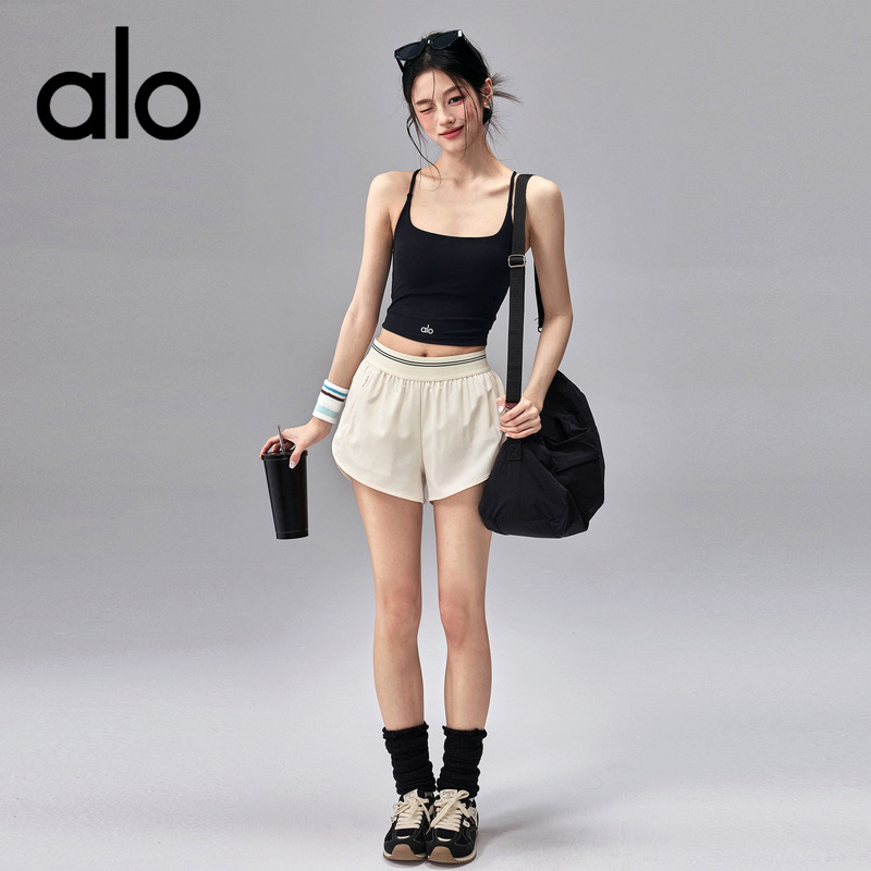Aio Summer Sports Shorts Set Breathable Outdoor Running Training Loose High-Waisted Yoga Shorts New