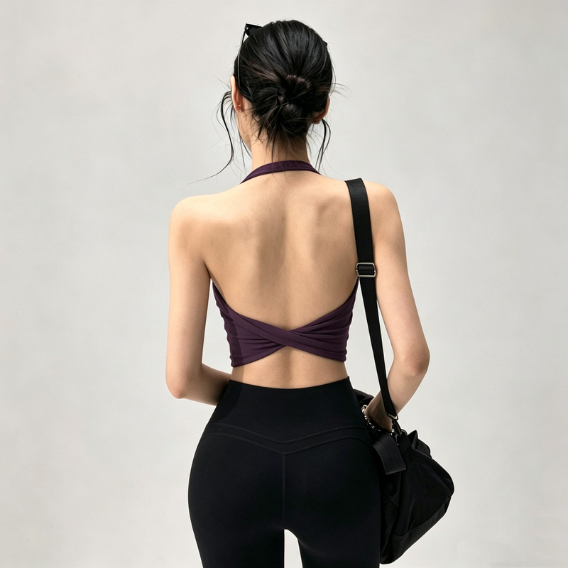 Fitness Halter Sports Bra, All-In-One Beautiful Back Outerwear Yoga Vest, Shock-Proof Running Pilates Bra
