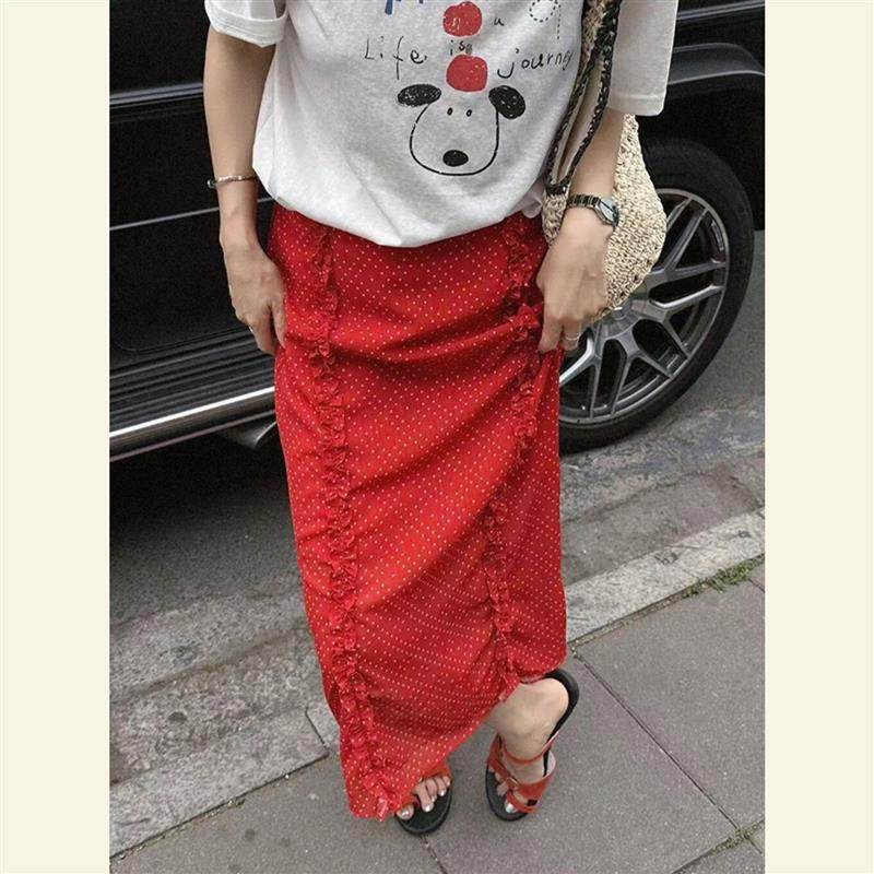 夏季小个子高腰显瘦半身裙气质绝美高级时尚百搭小香风红色半裙女