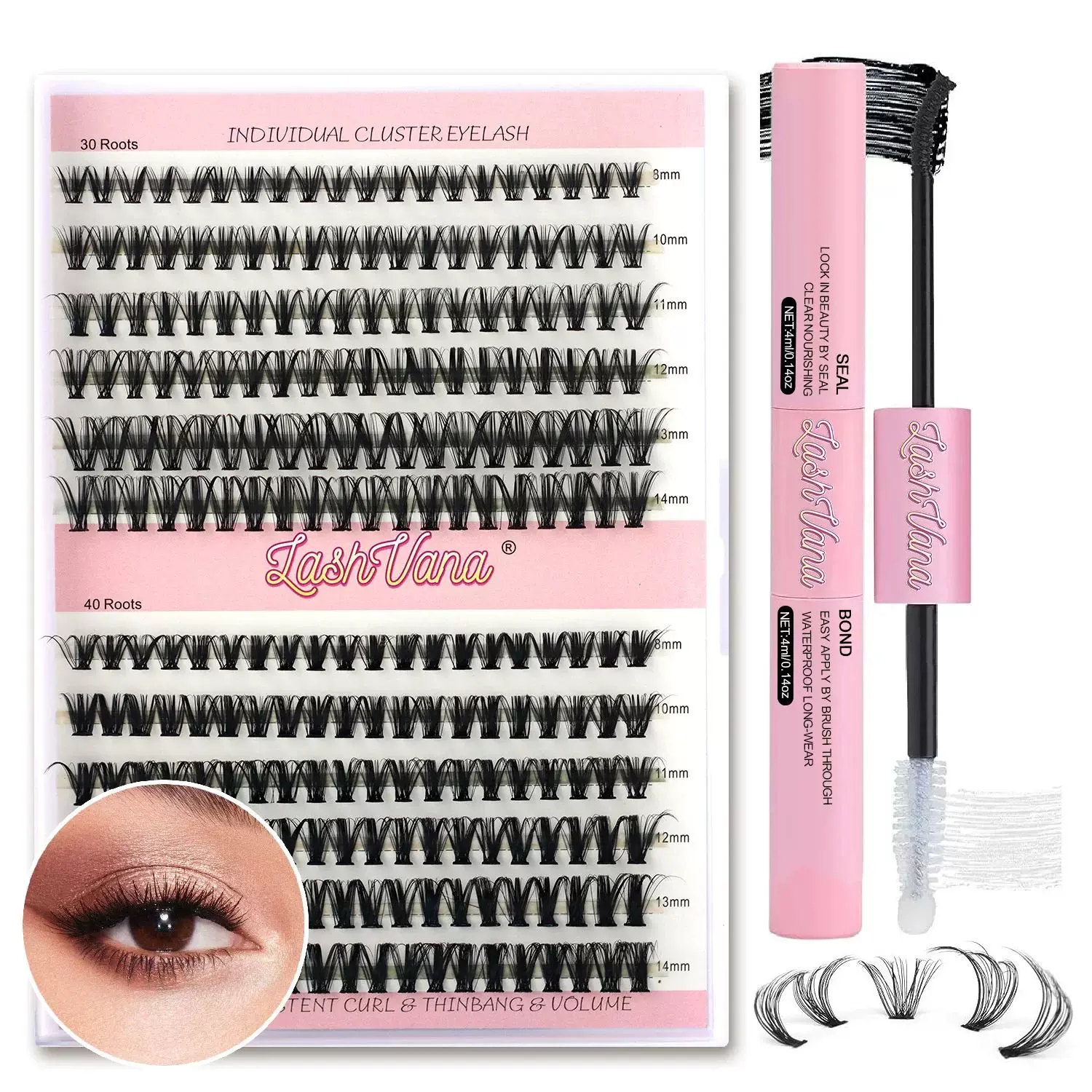 Eylaashes 240 шт. кластеров lash bond и seal makeup tools d