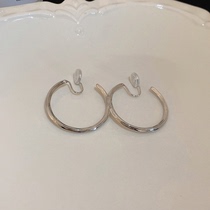 (Suning self-operated) Platinum Silver Needle Metal Texture Hoop Earrings Fashion Earrings and Ear Clips - Silver 2858