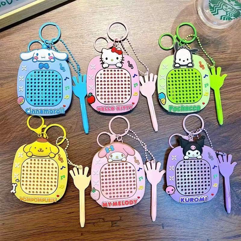 Cute Sanrio Stress-Relief Magnetic Steel Ball Drawing Board Keychain Children's Toy Keyring Pendant Backpack Magnet