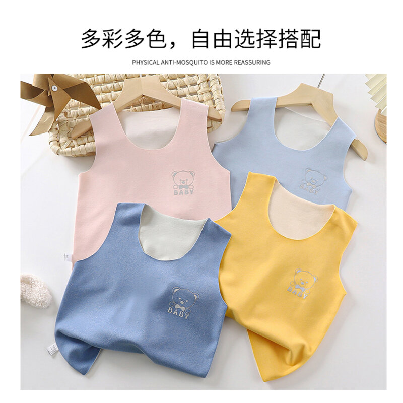 Children's velvet Cashless Vest Baby No marks Spring and autumn Winter Children's blouses girls warm and belly-wearing-Taobao