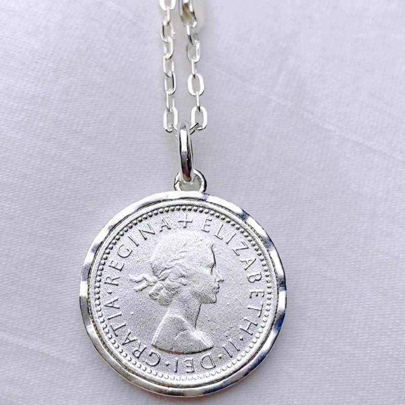 Sterling Silver Vintage-Style Moon Queen Sixpence Love Lucky Coin Pendant for Men and Women, Car Key Bag Charm Gift