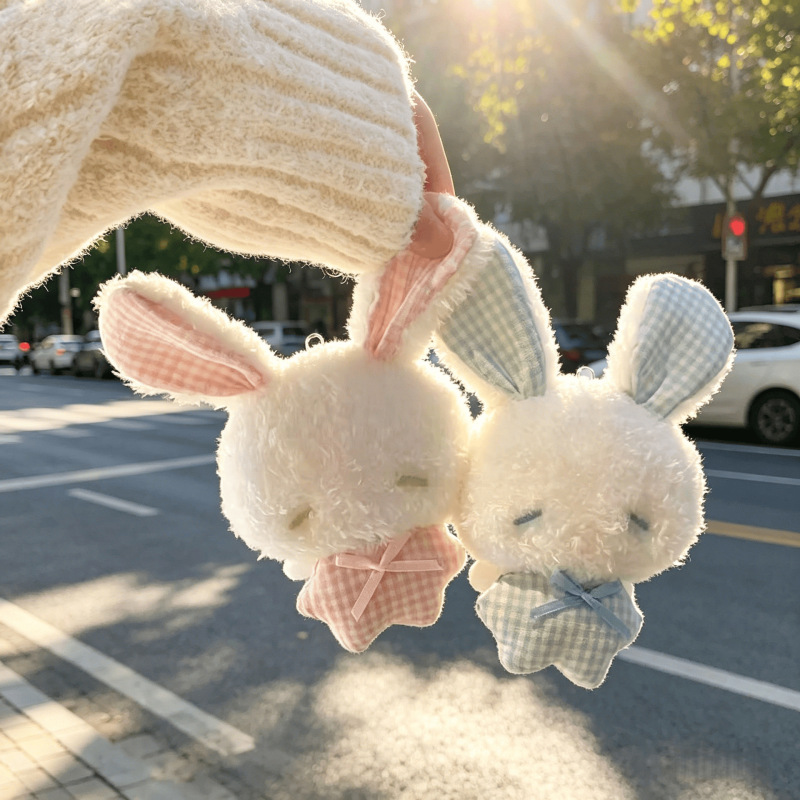 Popular Cute Soothing Angel Bunny Plush Pendant Bag Keychain Soft Adorable Rabbit Doll Toy