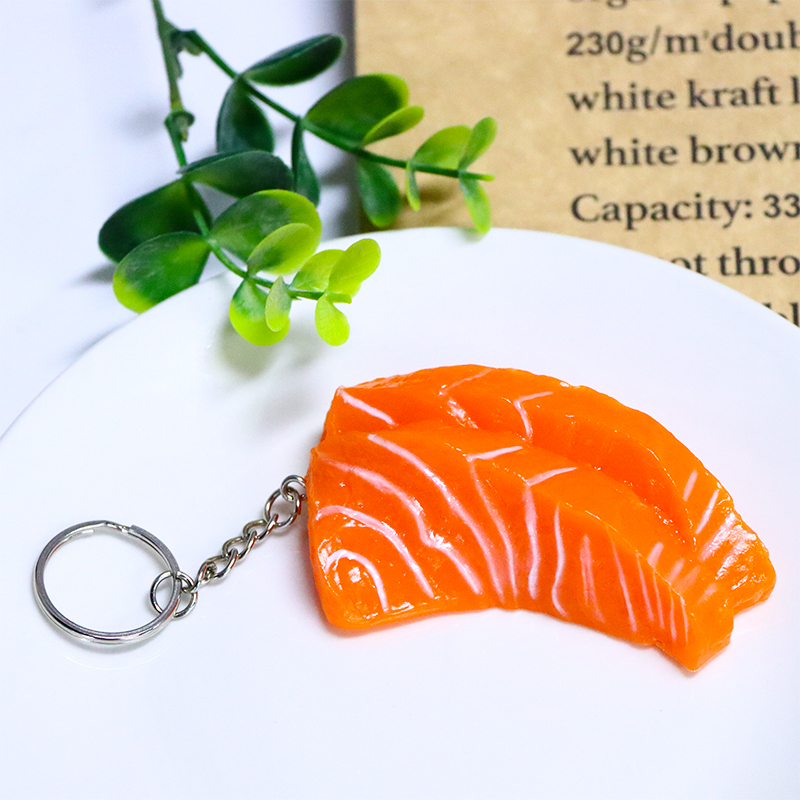 Realistic Salmon Keychain, High-Quality Realistic Food Toy Pendant, Food Prop Bag Keychain, Supermarket Gashapon