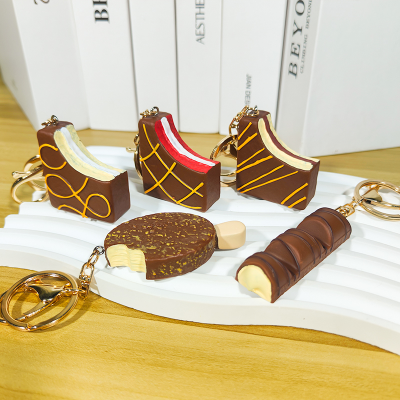 Simulated Chocolate Keychain Korean Snack Pendant Chocolate-Filled Pie Simulated Food Toy Gacha Supermarket Gift