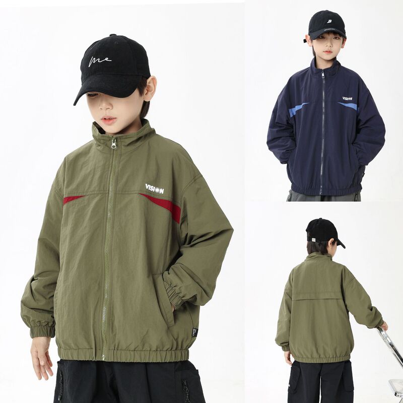 Boys' Japanese-Style Jacket 2026 Autumn Children's Color-Block Baseball Jacket Stylish Boys' Stand-Collar Pilot Jacket Trendy Boys' Japanese-Style Jacket 2026 Autumn Children's Color-Block Baseball Jacket Stylish Boys' Stand-Collar Pilot Jacket Trendy