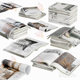C4D Opened Magazine Book Stack Set Journal Newspaper 3D Max Model Fbx Design Material 3600