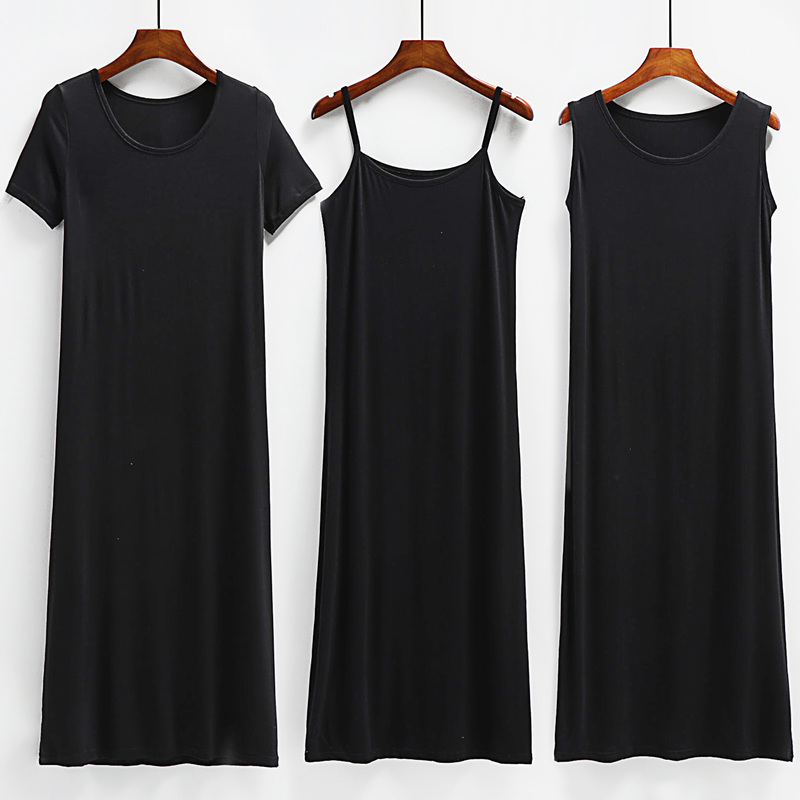 Summer Modal Camisole Dress for Women, Inner Layering Dress, Black Tank Top Long Dress, Spring and Autumn Short-Sleeve A-Line Dress Summer Modal Camisole Dress for Women, Inner Layering Dress, Black Tank Top Long Dress, Spring and Autumn Short-Sleeve A-Line Dress