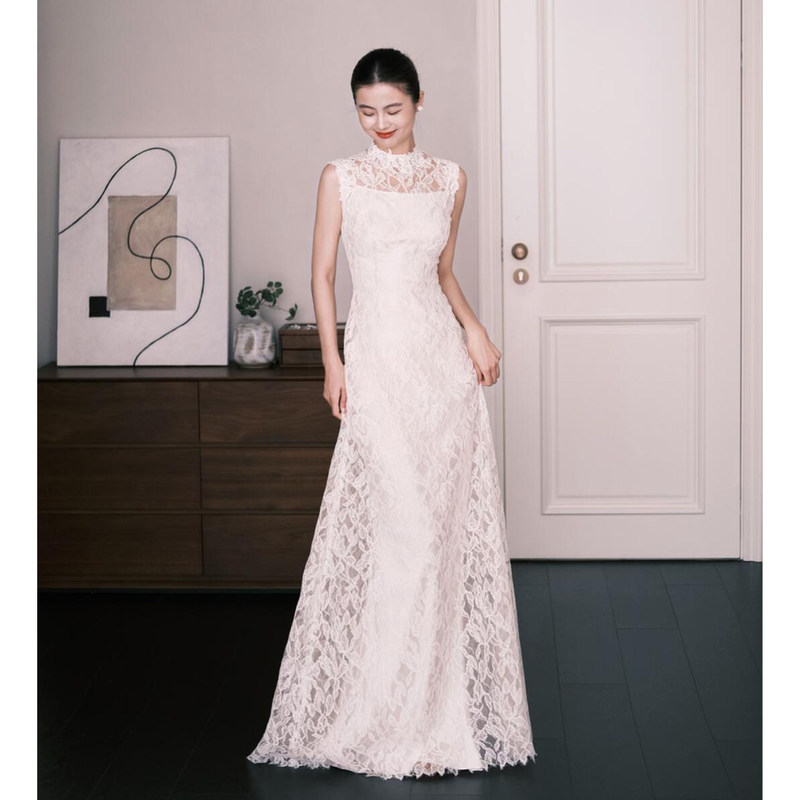 Light Wedding Dress for Bride 2026 New Style Simple and Lightweight French High-End Light Luxury Niche Trailing Gown for Wedding Reception Morning Robe