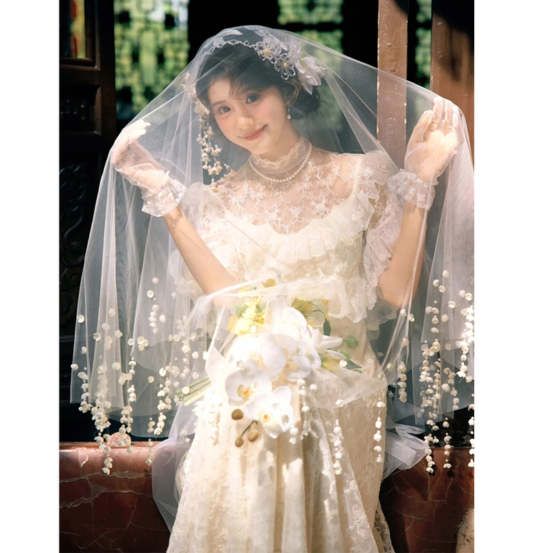 2026 New Vintage Lace High-End Luxury Niche Stunning Wedding Dress for Brides, Traditional Chinese Style for Marriage Registration 2026 New Vintage Lace High-End Luxury Niche Stunning Wedding Dress for Brides, Traditional Chinese Style for Marriage Registration