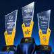 New Crystal Trophy with Creative Metal Five-Pointed Star Design for Company Units to Honor Outstanding Employees and Annual Meeting Champions