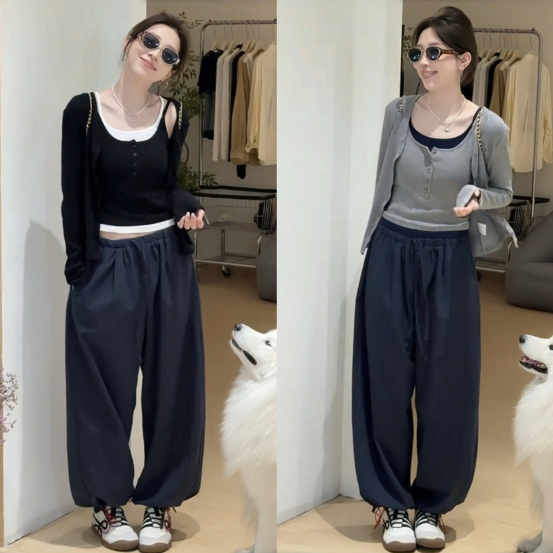 206 Super Trendy Outfit, a Complete Set of Spring New Korean-Style Casual Fashion Cardigan, Vest, and Jogger Pants Three-Piece Set