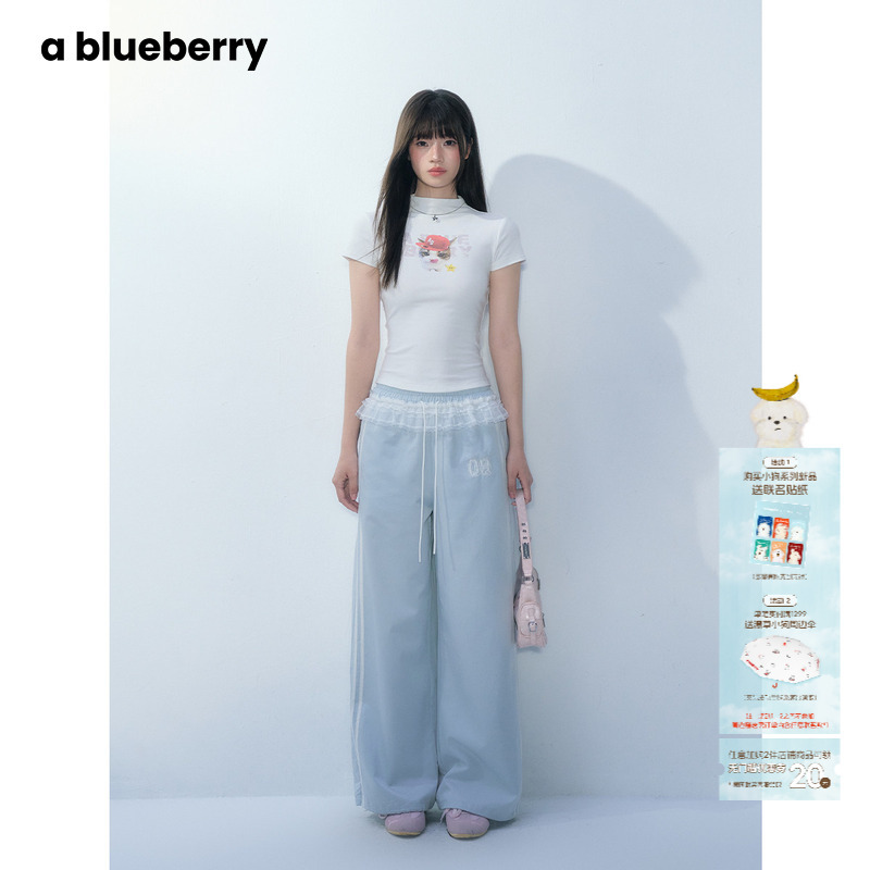 Ablueberry Korean Design Casual Pants for Women with Lace Patchwork Skirt Pants Ballet Sports Style Loose Straight Pants Ablueberry Korean Design Casual Pants for Women with Lace Patchwork Skirt Pants Ballet Sports Style Loose Straight Pants