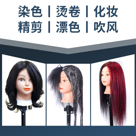 Modelo de cabeza de peluquería, cabello real completo, aprendiz de peluquero, práctica de corte de cabello, modelo de cabeza simulada, se puede permanente y teñir, cabeza de modelo de muñeca de cabello trenzado