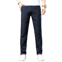 French high-end ice silk casual pants for men loose straight elastic business imported brand trousers 2024 summer thin style