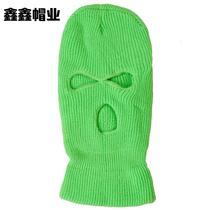 Winter Yuanbao needle three-hole knitted hat candy-colored woolen hat with holed Baotou outdoor cycling windproof mask hat
