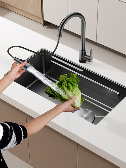 Jomow Sink Large Single Tank Hammer Pattern Thickeneded Sus304 Stainless Steel Kitchen Sink Basin under Counter Middle Upper Basin