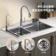 Kitchen Handcrafted Sus304 Thickened Stainless Steel Sink, Large Single Bowl, Household Countertop Sink for Washing Vegetables and Dishes