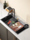 Raindance Waterfall Nano Sus304 Stainless Steel Sink Kitchen Countertop Upper, Middle and Lower Vegetable Basin Left Side Drainage Large Single Tank