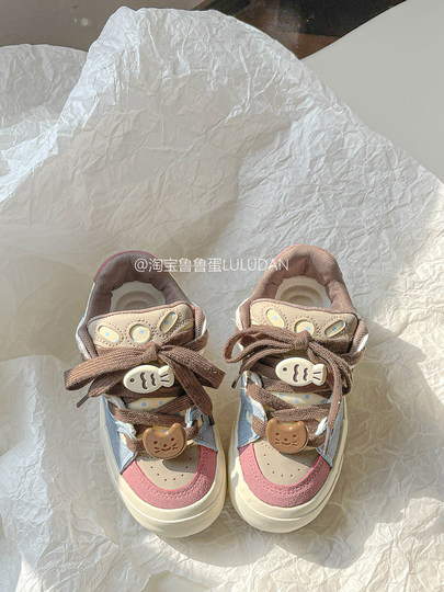 韩系百搭chic鞋子爆款板鞋女款2025新款春夏厚底小白鞋学生面包鞋