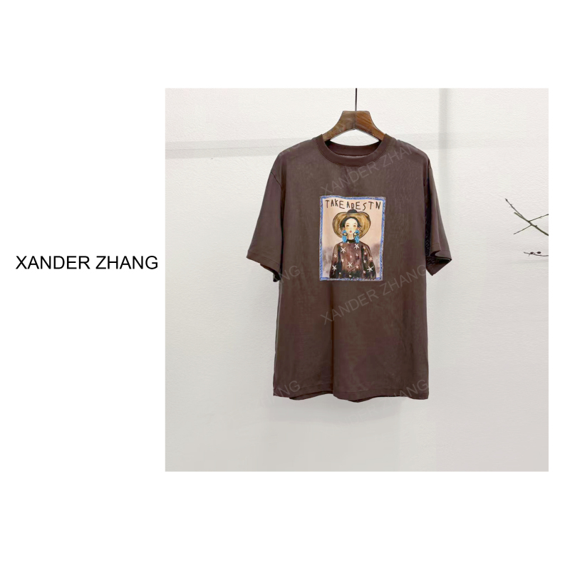 Minimalist Style Tencel Linen Printed Silhouette Top Ybst1K554, Slimming and Versatile with an Atmospheric Feel