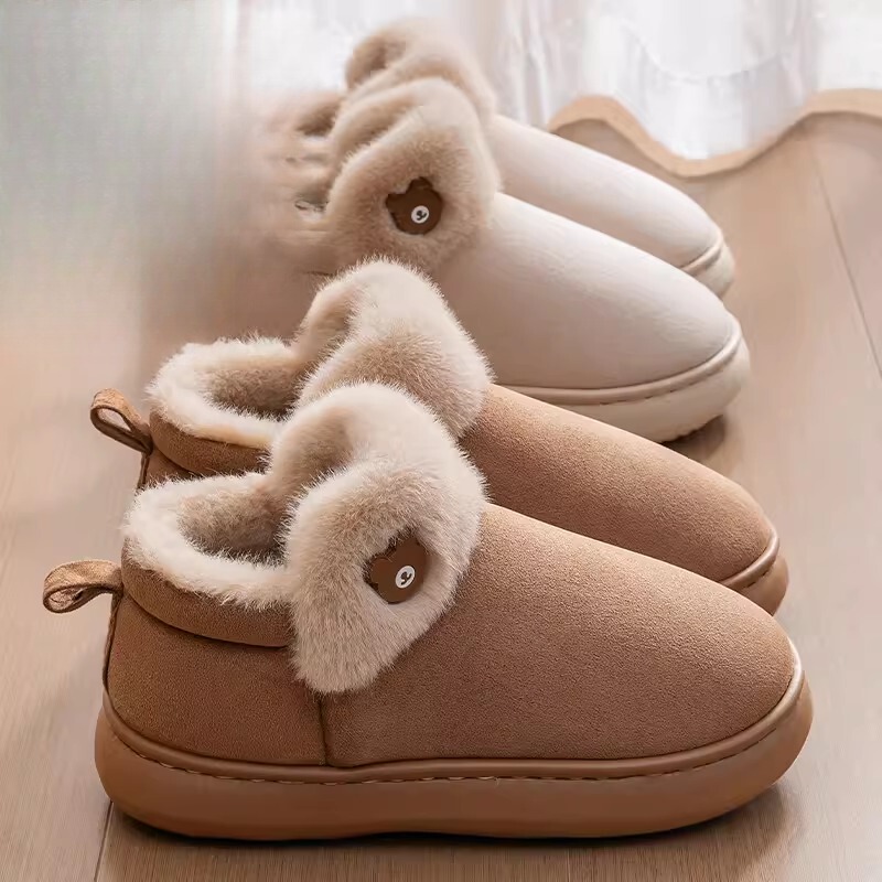 Women's Cotton Slippers Winter 2025 New Model Indoor Home Plush Warm Non-Slip Thick-Soled Cotton Shoes for Women to Wear Outside