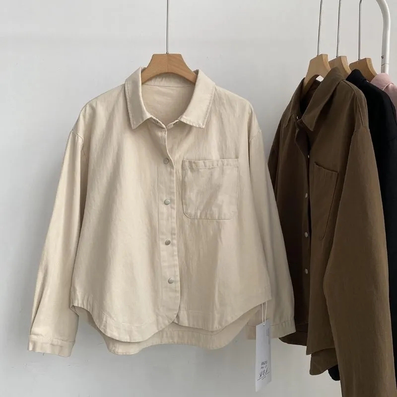 Casual, Elegant and Versatile Retro Polo Collar Long-Sleeved Shirt 2025 New Women's Single-Breasted Cardigan Jacket Top Casual, Elegant and Versatile Retro Polo Collar Long-Sleeved Shirt 2025 New Women's Single-Breasted Cardigan Jacket Top