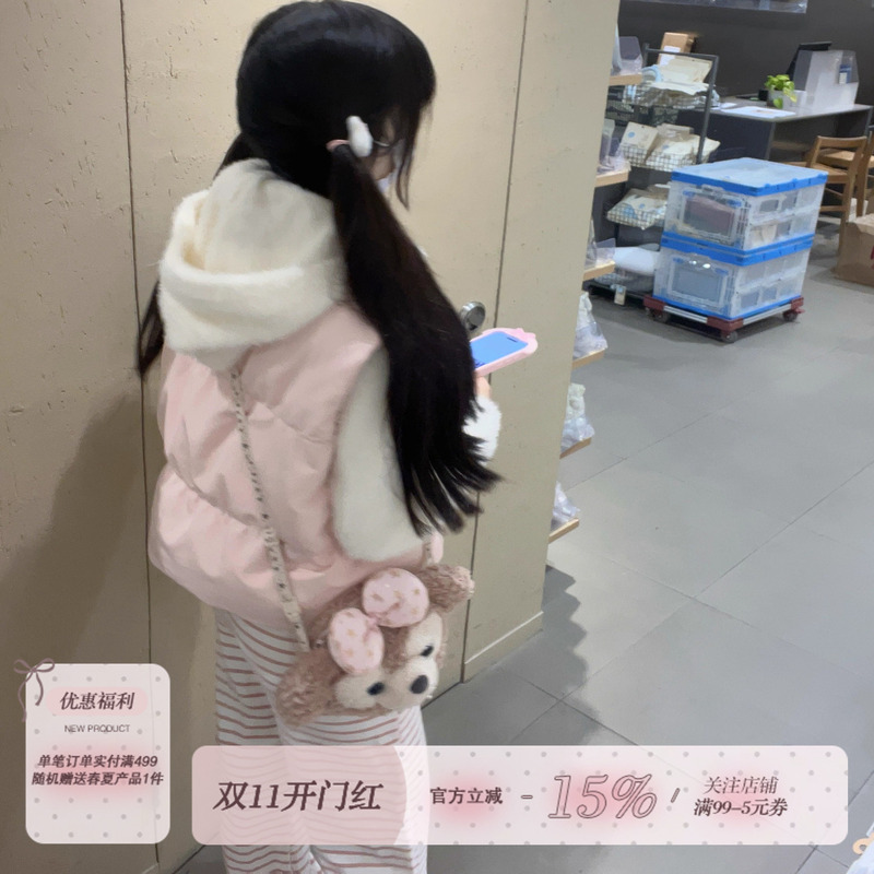 Kunmi Puff Pink Puff Bread Style Stand Collar down Vest for Women, Winter Outerwear for Petite Figures Kunmi Puff Pink Puff Bread Style Stand Collar down Vest for Women, Winter Outerwear for Petite Figures