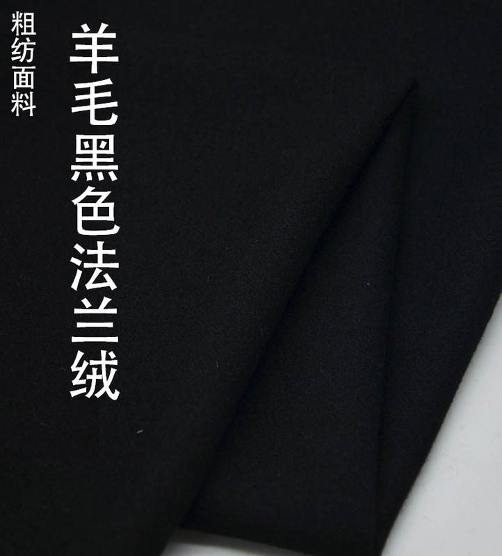 Wool Black Twill Flannel Fabric, Classic Black Woolen Fabric, 435g Spring and Autumn Jacket and Pants Style