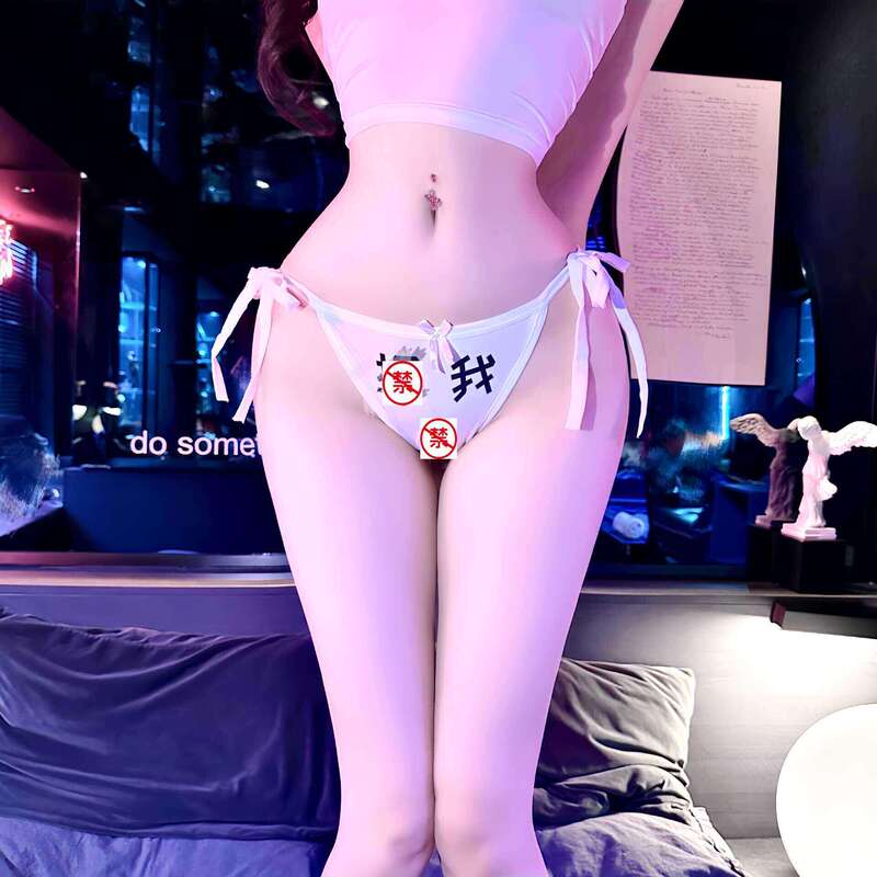 Sexy Underwear with Text, Ultra-Thin Ice Silk Transparent Panties with Words, Provocative Mature Style