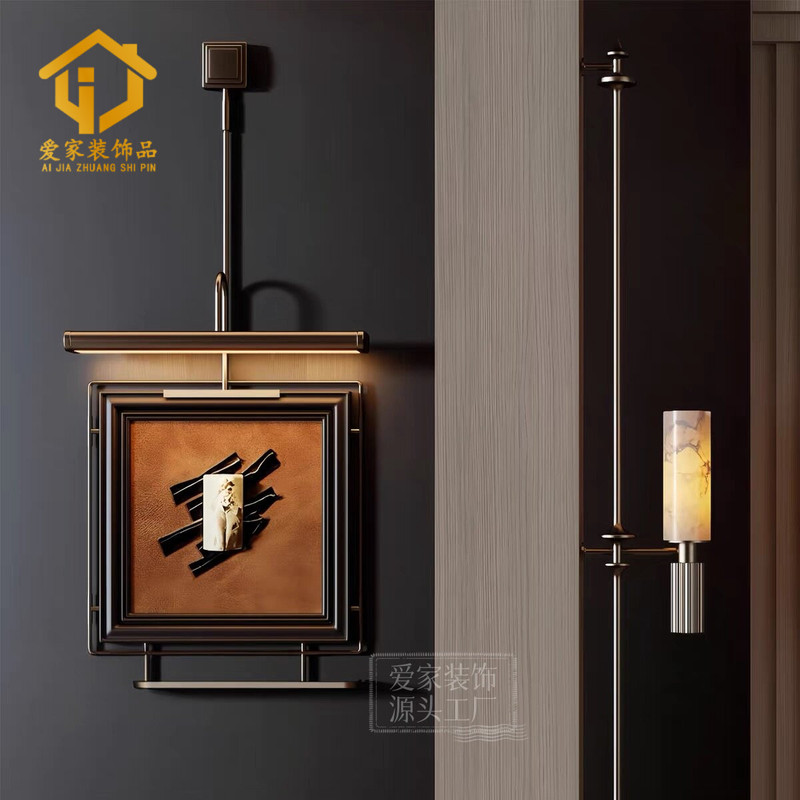 Italian-Style Minimalist Metal Pendant Light with Decorative Painting for Entryway, Wall Lamp Painting for Hotel, Vintage Luminous Wall Art Italian-Style Minimalist Metal Pendant Light with Decorative Painting for Entryway, Wall Lamp Painting for Hotel, Vintage Luminous Wall Art